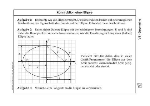 Arbeitsblatt: Konstruktion einer Ellipse (pdf)