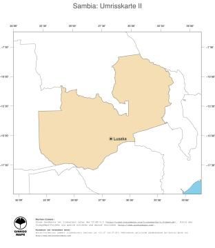 Karte: Landkarte Sambia (Politische Staatsgrenzen und Hauptstadt)