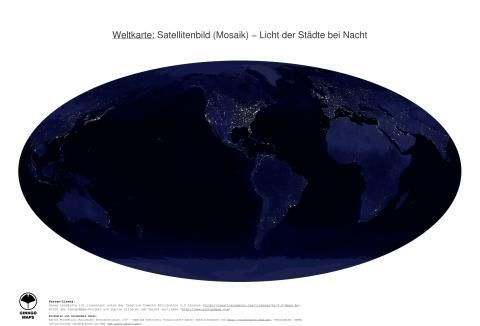 Karte: Weltkarte (Licht der Städte bei Nacht)