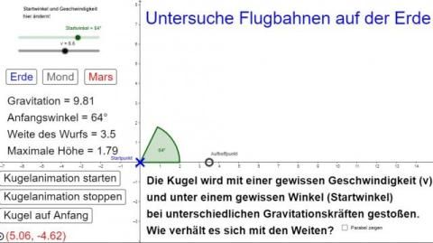 Interaktion: Wurfweiten erkunden