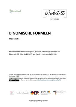 Arbeitsblatt: Binomische Formel
