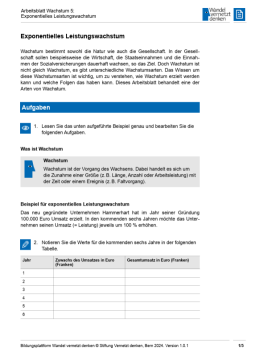 Arbeitsblatt: Modul 4 | Arbeitsblatt 5 "Exponentielles Leistungswachstum"