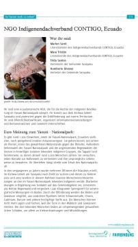 Unterrichtsbaustein: Ist Yasuní noch zu retten? - Rollenprofil NGO CONTIGO
