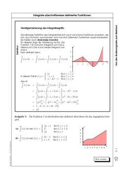 Arbeitsblatt: Integrale abschnittsweise definierter Funktionen (pdf)