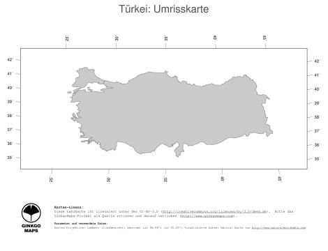Karte: Landkarte Türkei (Politische Staatsgrenzen)