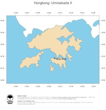 Karte: Landkarte Hongkong (Politische Staatsgrenzen und Hauptstadt)