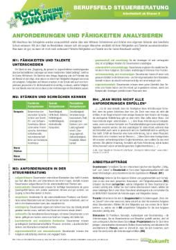 Arbeitsblatt: Anforderungen im Berufsfeld Steuerberatung