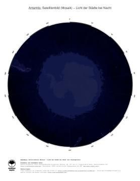 Karte: Landkarte Antarktis (Licht der Städte bei Nacht (mit Staatsgrenzen))