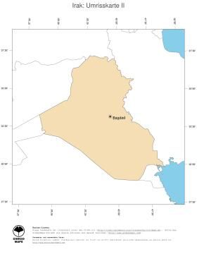 Karte: Landkarte Irak (Politische Staatsgrenzen und Hauptstadt)