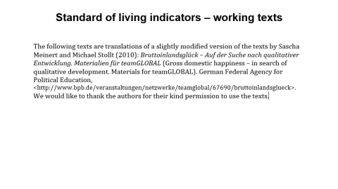 Unterrichtsbaustein: Measuring the good life - working texts