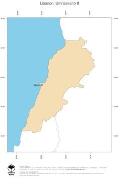 Karte: Landkarte Libanon (Politische Staatsgrenzen und Hauptstadt)