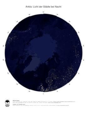 Karte: Landkarte Arktischer Ozean (Licht der Städte bei Nacht)