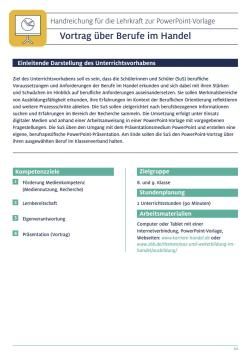 Unterrichtsplanung: Vortrag über Berufe im Handel | Handreichung