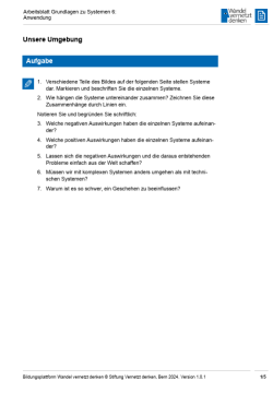 Arbeitsblatt: Modul 5 | Arbeitsblatt 6 "Grundlage komplexer Systeme – Anwendung"