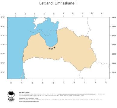 Karte: Landkarte Lettland (Politische Staatsgrenzen und Hauptstadt)