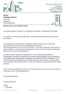Unterrichtsbaustein: Betriebspraktikum | Vorlage Anschreiben