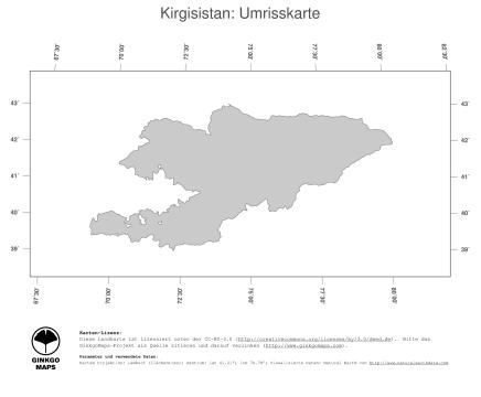 Karte: Landkarte Kirgisistan (Politische Staatsgrenzen)