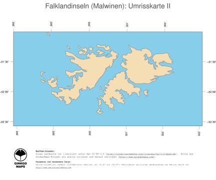 Karte: Landkarte Falklandinseln (Politische Staatsgrenzen und Hauptstadt)