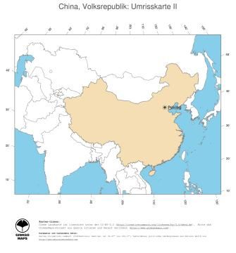 Karte: Landkarte China (Politische Staatsgrenzen und Hauptstadt)