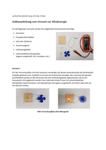 Experiment: Windy Cities | 01 Aufbauanleitung zum Versuch zur Windenergie (PDF)