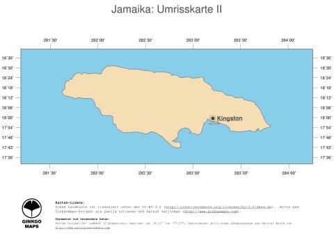 Karte: Landkarte Jamaika (Politische Staatsgrenzen und Hauptstadt)