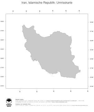 Karte: Landkarte Iran (Politische Staatsgrenzen)