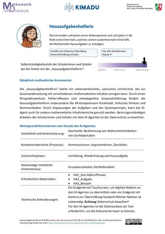 Unterrichtsplanung: Hausaufgabenhelferin