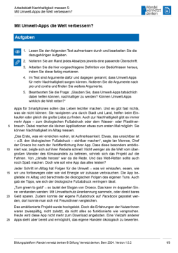 Arbeitsblatt: Modul 5 | Arbeitsblatt 5 "Mit Umwelt-Apps die Welt verbessern?"