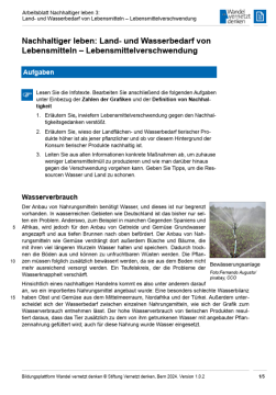 Arbeitsblatt: Modul 11 | Arbeitsblatt 3 "Nachhaltiger leben: Land- und Wasserbedarf von Lebensmitteln – Lebensmittelverschwendung"