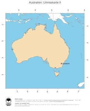 Karte: Landkarte Australien (Politische Staatsgrenzen und Hauptstadt)
