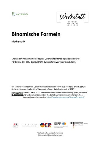 Arbeitsblatt: Binomische Formel