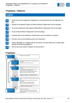 Arbeitsblatt: Modul 12 | Arbeitsblatt 9 "Reflexion zur Anleitung für erfolgreiche Projekte"