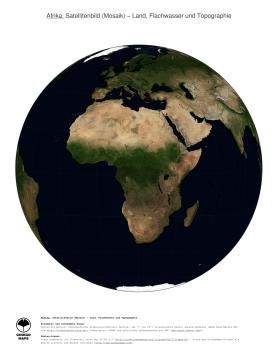 Karte: Landkarte Afrika (Land, Flachwasser und Topographie)