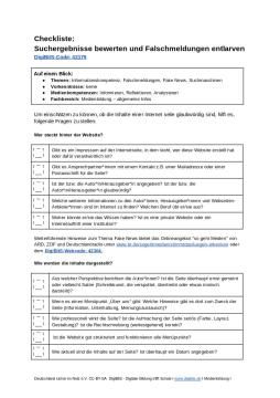 Text: DigiBitS-Checkliste: Suchergebnisse bewerten und Falschmeldungen entlarven (odt)