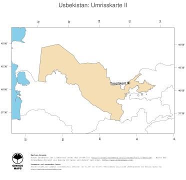 Karte: Landkarte Usbekistan (Politische Staatsgrenzen und Hauptstadt)