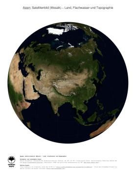 Karte: Landkarte Asien (Land, Flachwasser und Topographie)