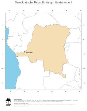 Karte: Landkarte Demokratische Republik Kongo (Politische Staatsgrenzen und Hauptstadt)