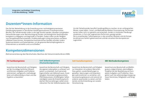 Broschuere: Nachhaltigkeit als Zukunftsperspektive für die Berufsbildung: Kompetenzdimensionen