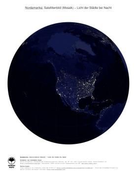 Karte: Landkarte Nordamerika (Licht der Städte bei Nacht)