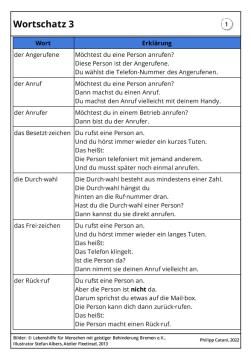 Arbeitsblatt: Wortschatz 3 für Telefon-Anrufe