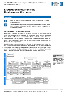 Arbeitsblatt: Modul 7 | Arbeitsblatt 6 "Entwicklungen beobachten und Handlungsprioritäten setzen"
