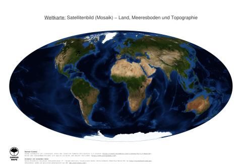 Karte: Weltkarte (Land, Meeresboden und Topographie)