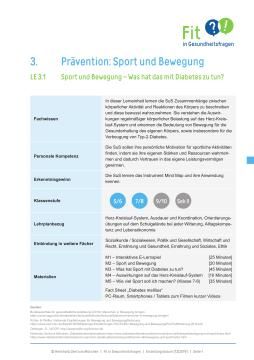 Unterrichtsbaustein: Lerneinheit 3.1 "Sport und Bewegung – Was hat das mit Diabetes zu tun?"