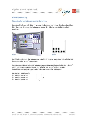 Arbeitsblatt: Flächenberechnung | Flächeninhalte von Kabelquerschnitten berechnen (PDF)