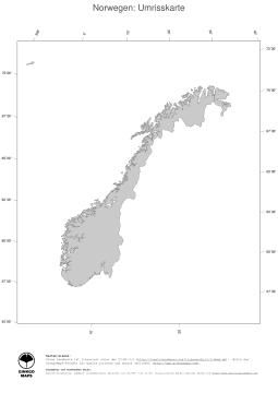 Karte: Landkarte Norwegen (Politische Staatsgrenzen)