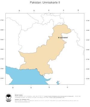 Karte: Landkarte Pakistan (Politische Staatsgrenzen und Hauptstadt)