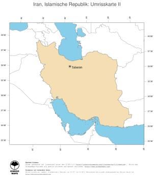 Karte: Landkarte Iran (Politische Staatsgrenzen und Hauptstadt)