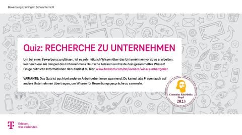 Text: Quiz: Recherche zu Unternehmen (Präsentationsformat)
