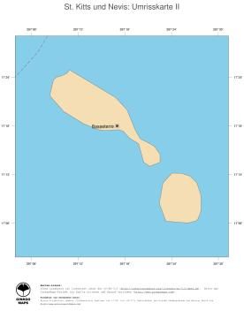 Karte: Landkarte St. Kitts und Nevis (Politische Staatsgrenzen und Hauptstadt)
