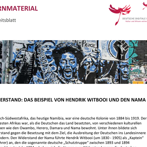 Arbeitsblatt: Arbeitsblatt: Widerstand - Hendrick Witbooi und die Nama